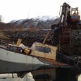 Båtberging i Torvikbukt Småbåthavn lørdag 23.ferbruar 2013, foto Morten Stakvik.